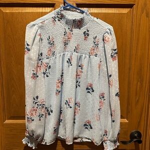 Madison d’ Amelie Floral Smocked Women's Top - Blue and Pink